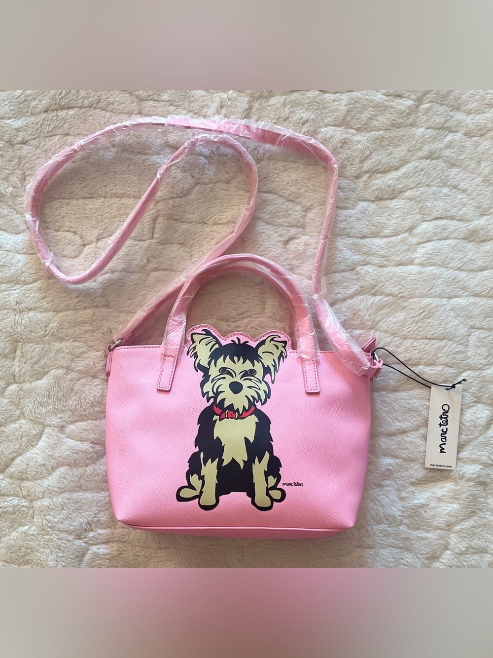Marc Tetro Love My Yorkie Saffiano
Vegan Leather Mini Tote /
Crossbody Bag